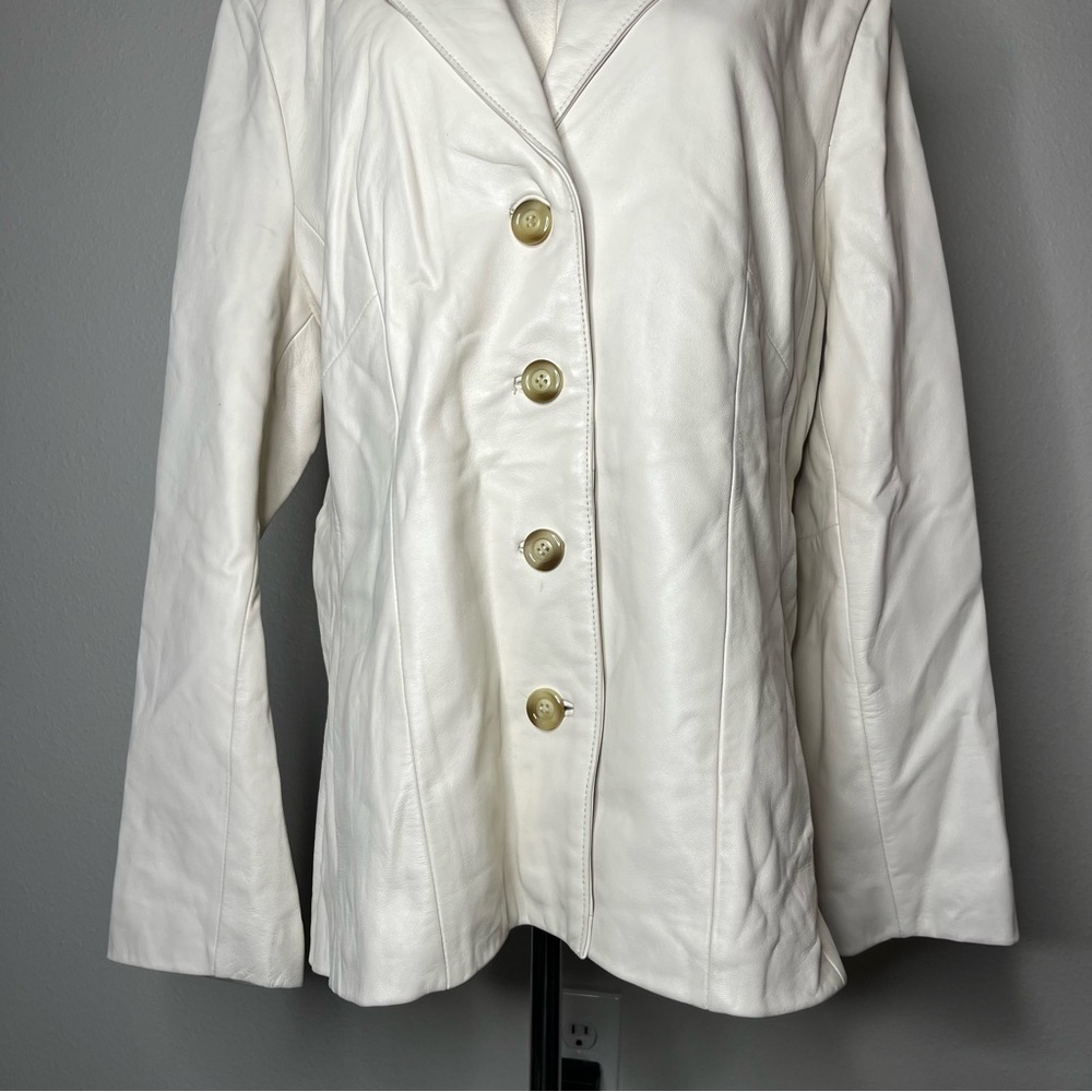 Vintage Wilson Leather White Button Front Collared Leather Jacket Classic - Picture 5 of 9